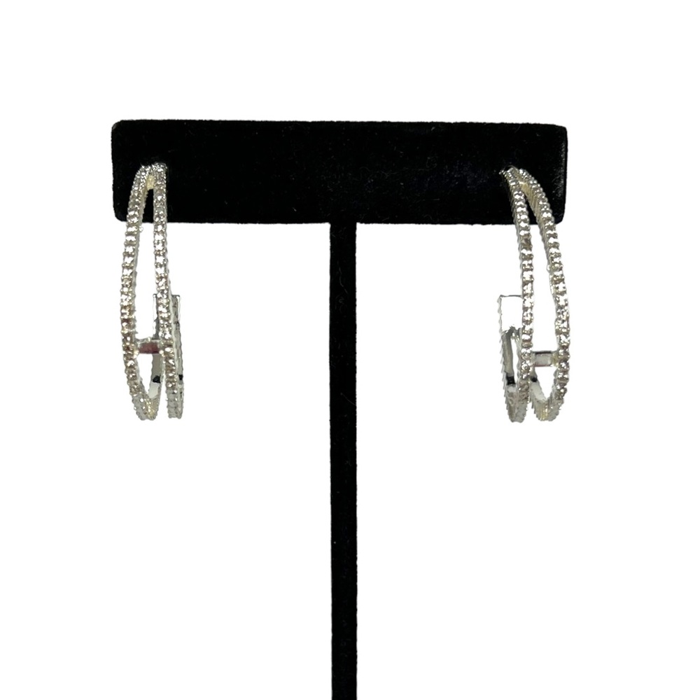 Swarovski Crystal Double Row Hoop Earrings